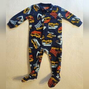 3/$15 Kids Construction Print Footed Onesie